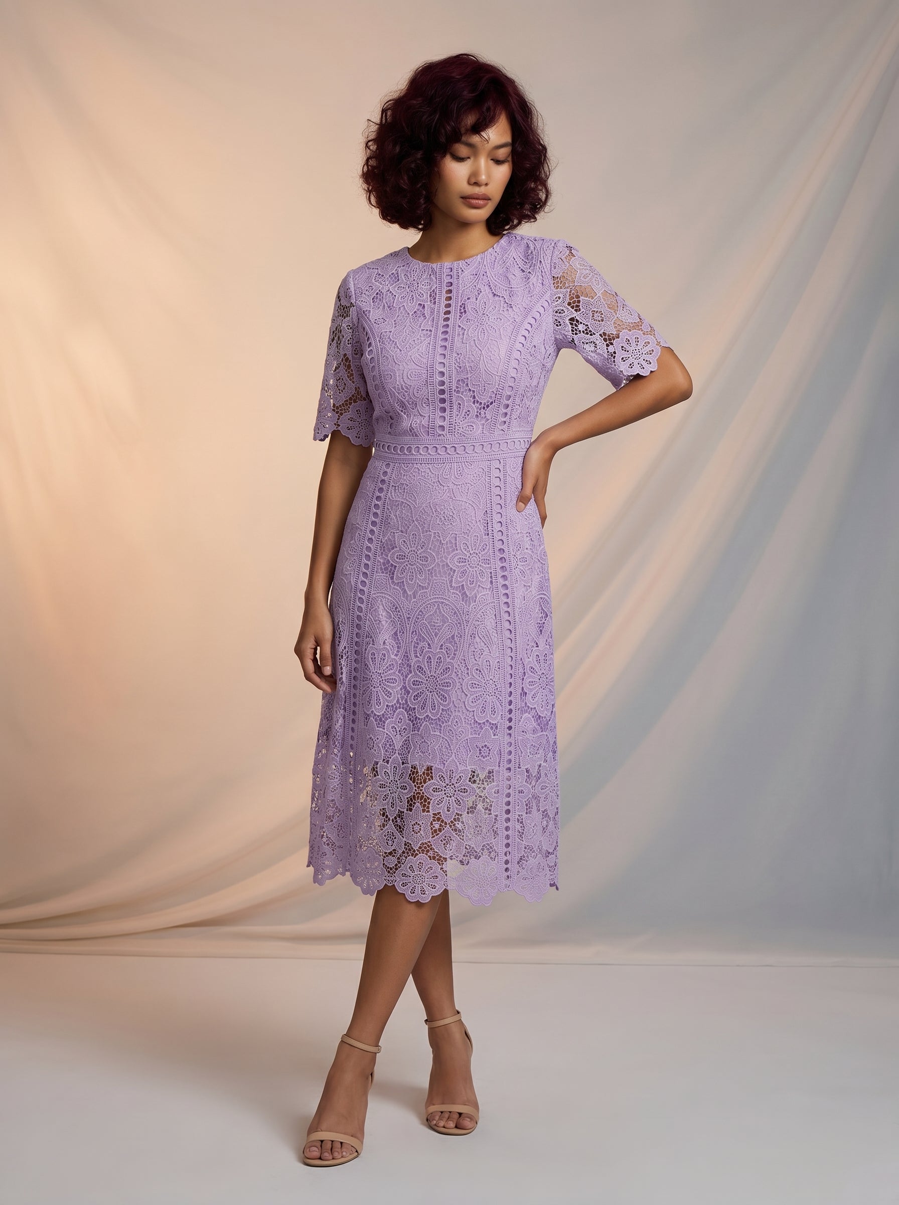 Lace detail midi dress