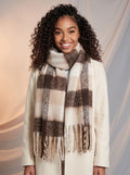 Brown checkered neck scarf