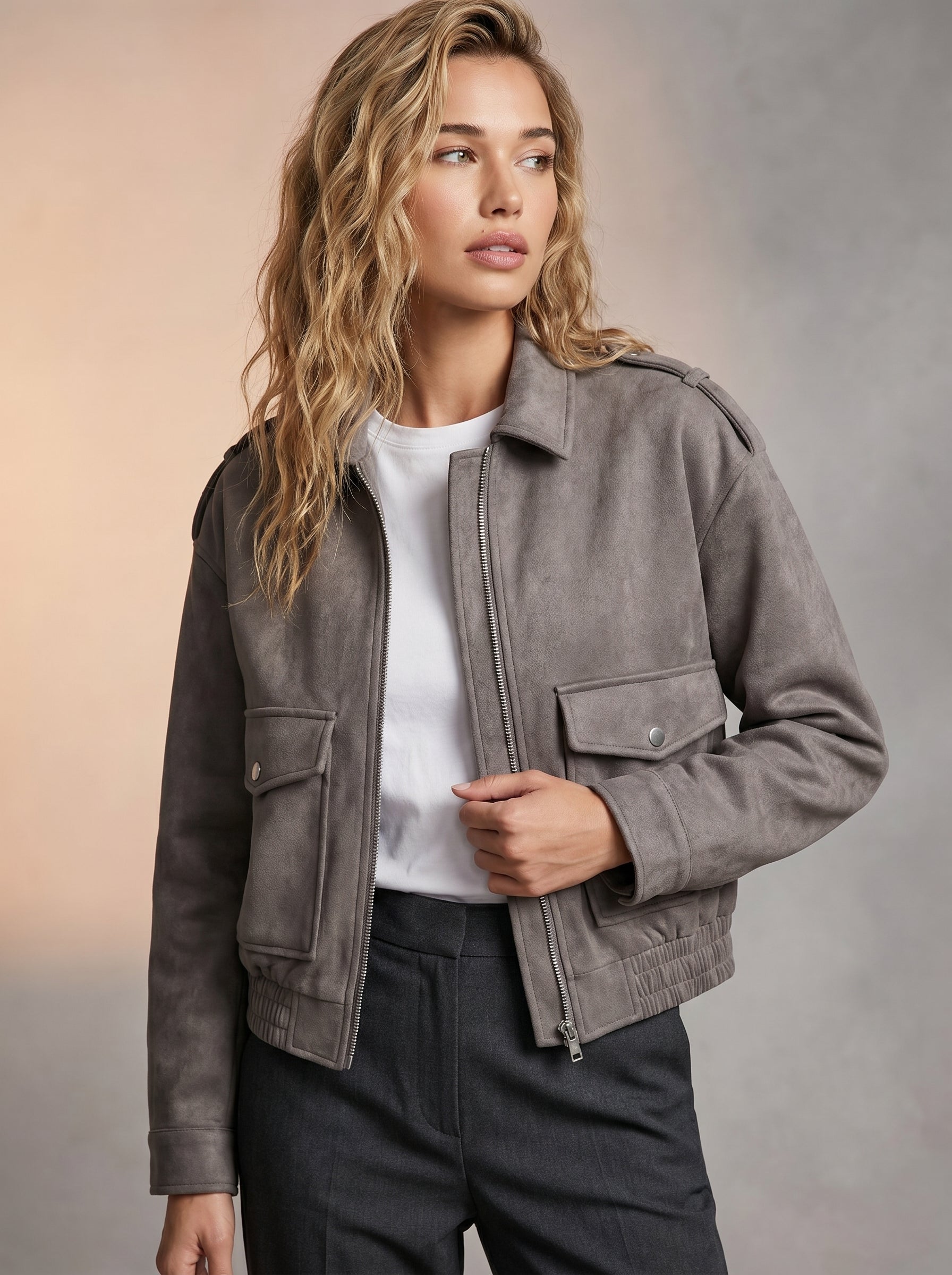 Bomber jacket with front pocket detail