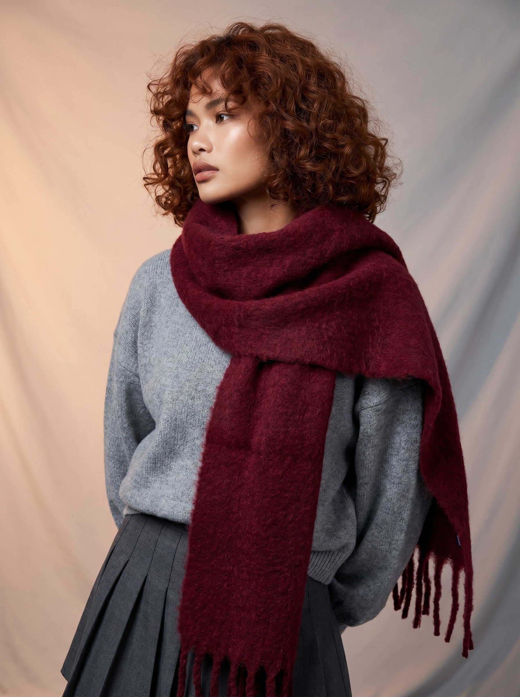 Burgundy winter neck scarf