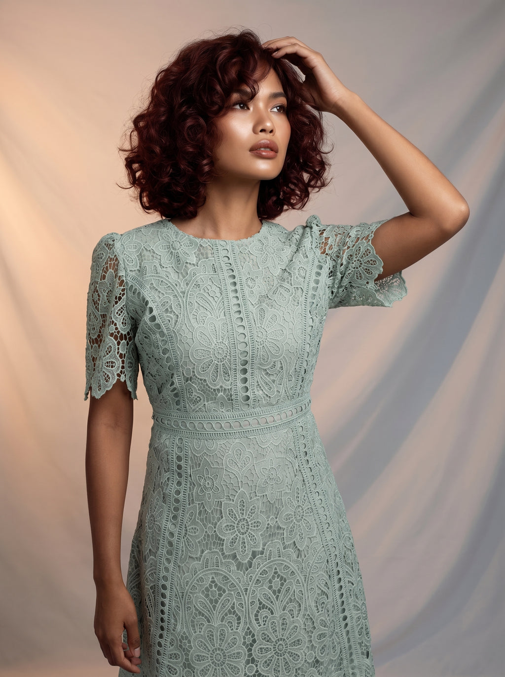 Lace detail midi dress