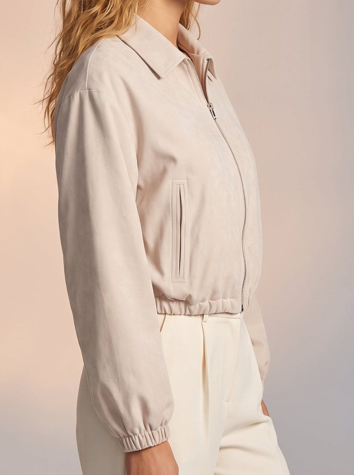 Zipper detail bomber jacket