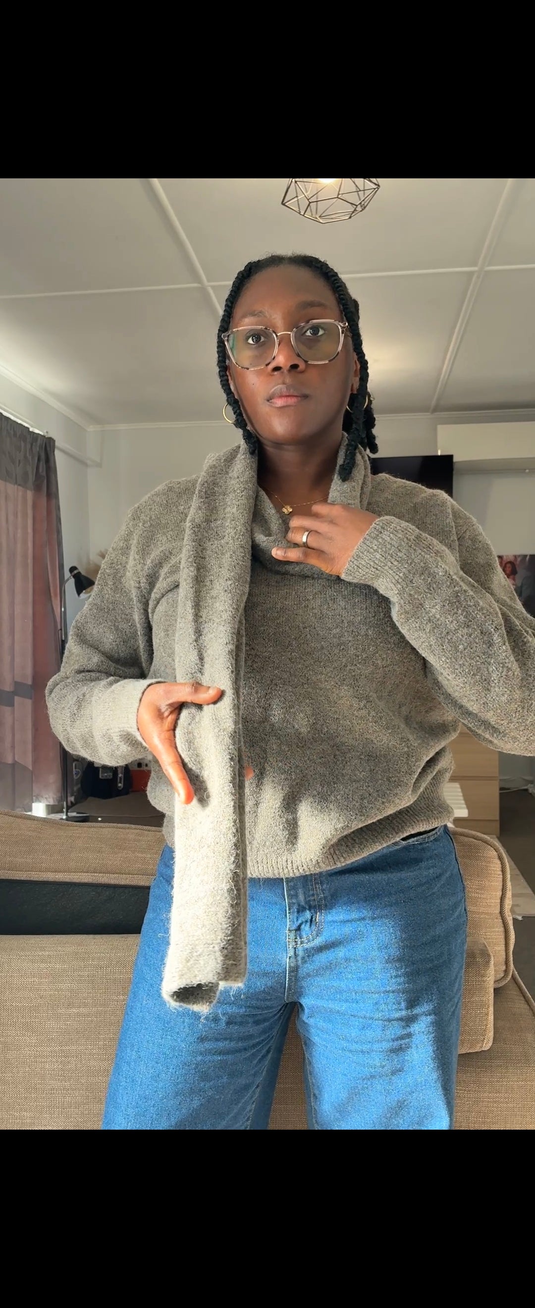 Soft knit scarf detail jumper