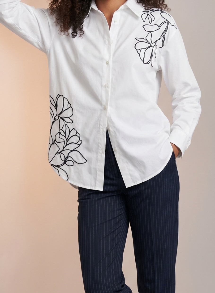 White embroidery detail shirt