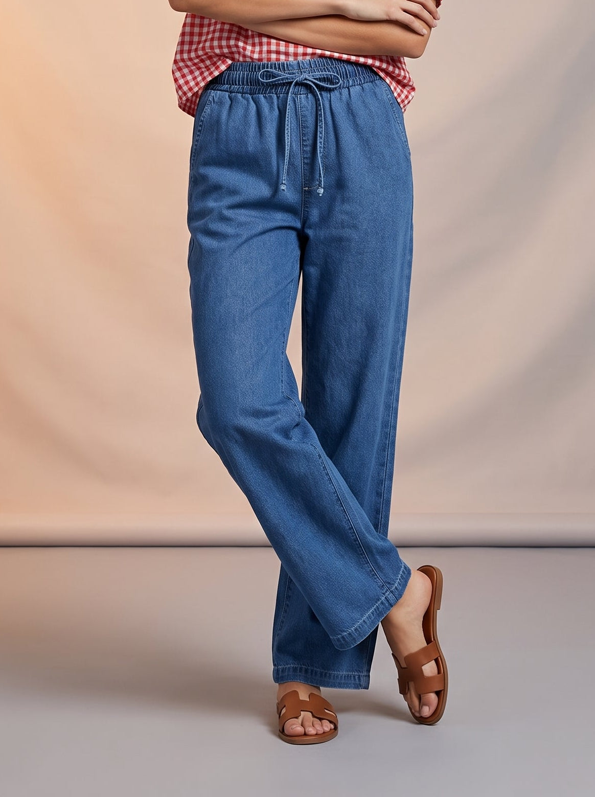 Tie detail denim pants