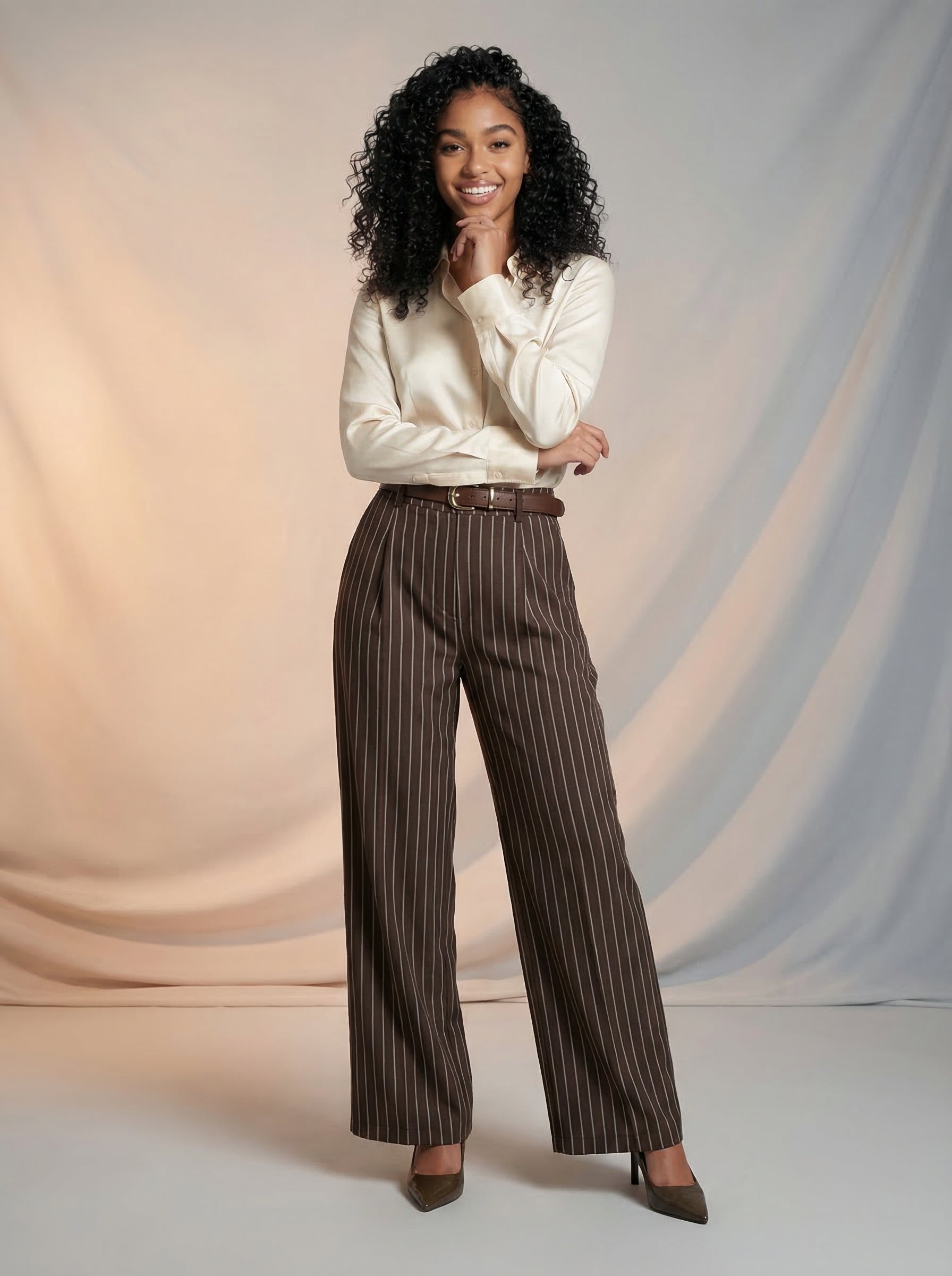 Brown stripped women's pants