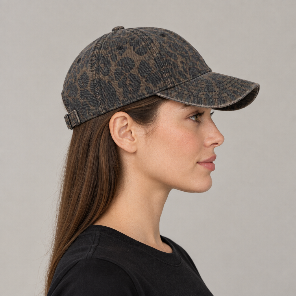 Washed Leopard Print Baseball hat