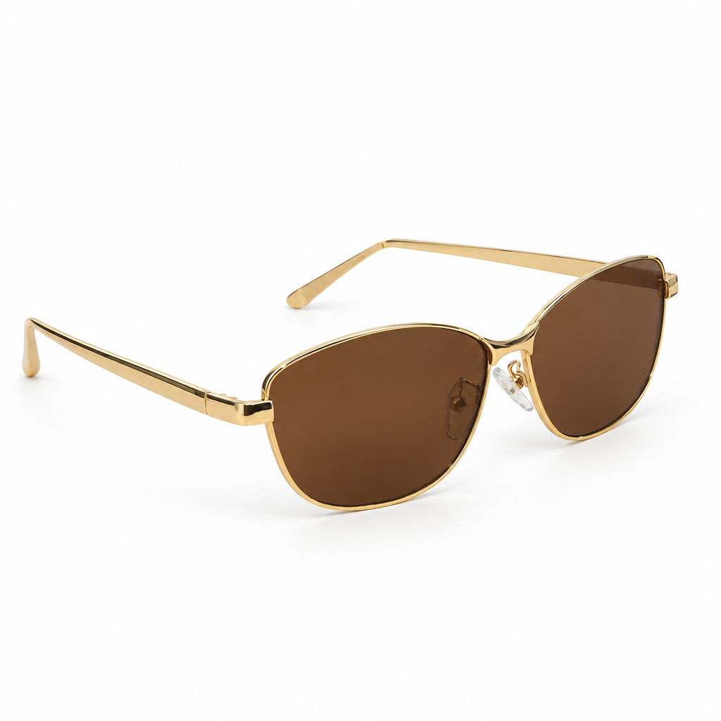 Solana Gold-Tone Sunglasses – Brown Lens