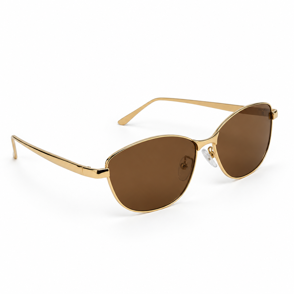 Solana Gold-Tone Sunglasses – Brown Lens