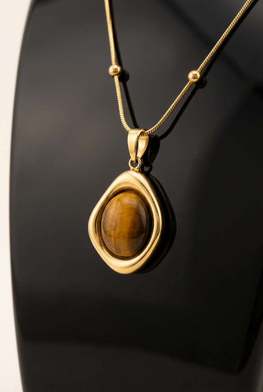 Tiger's Eye Teardrop Pendant Necklace